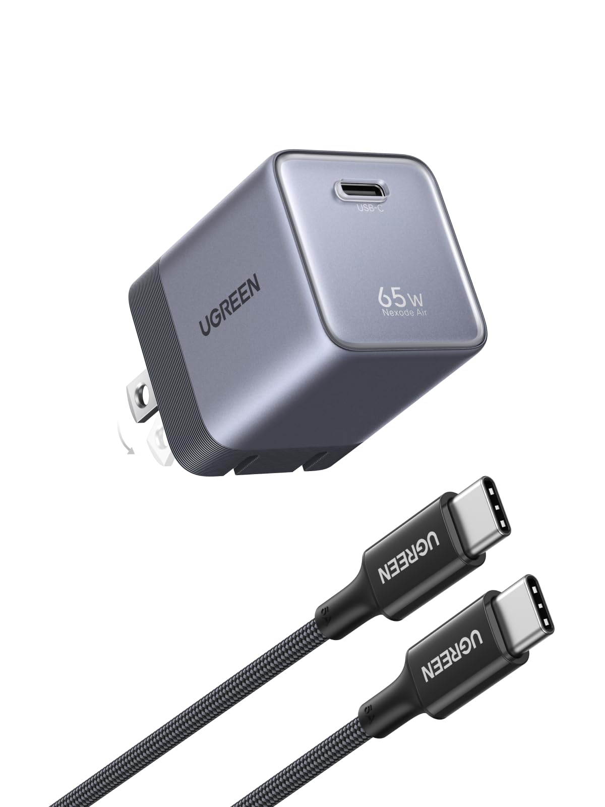 UGREEN Nexode Air 65W USB C Charger with USB C Cable, Grey