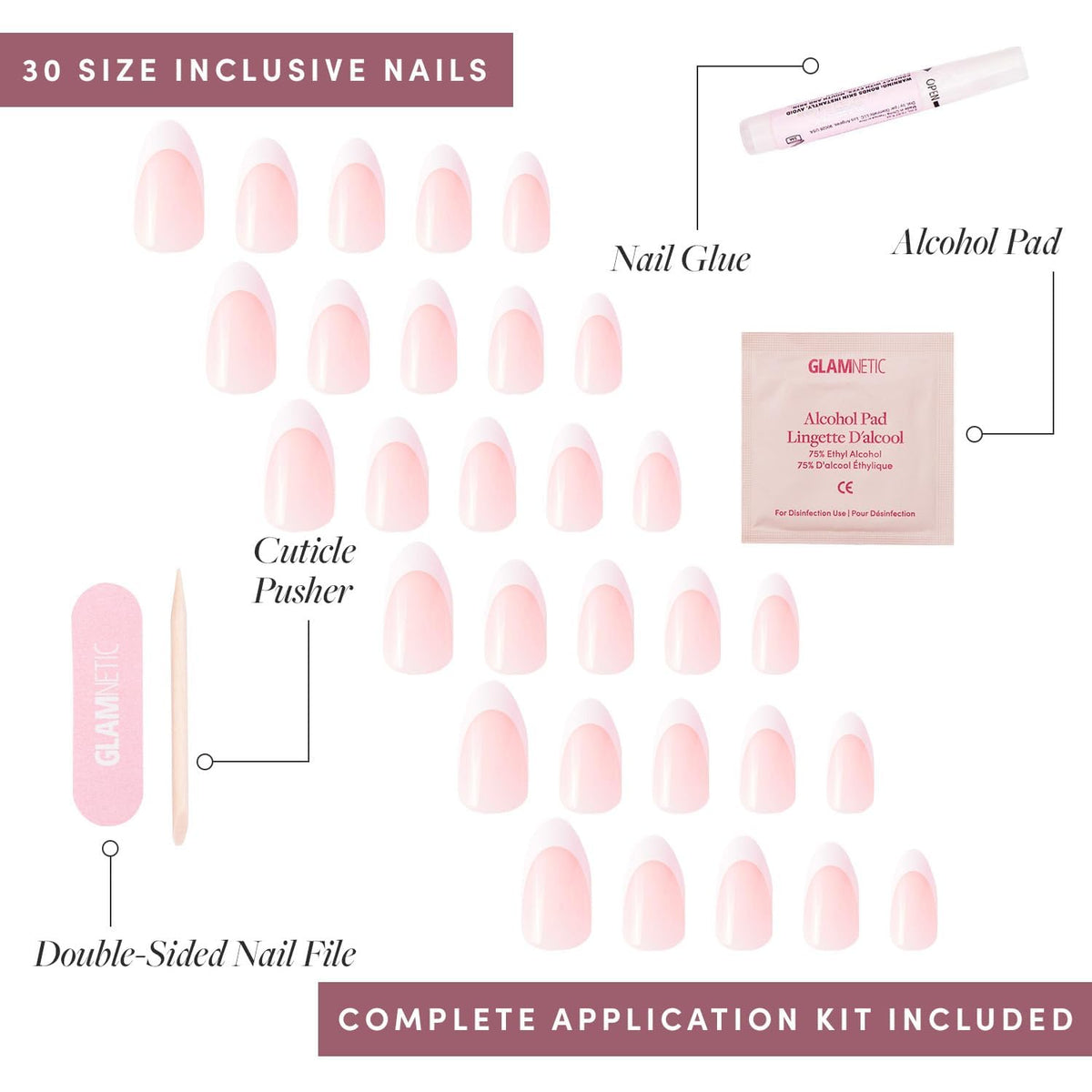 Glamnetic Press On Nails, Ma Damn, 24 Nail Kit with Glue