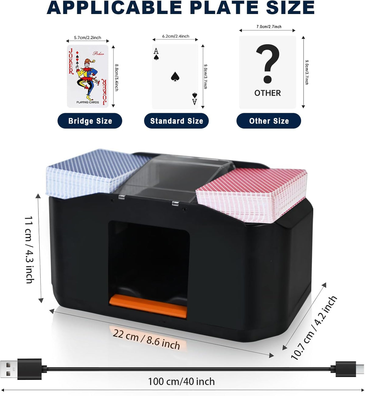 Rechargeable Automatic Card Shuffler, 1-2 Decks