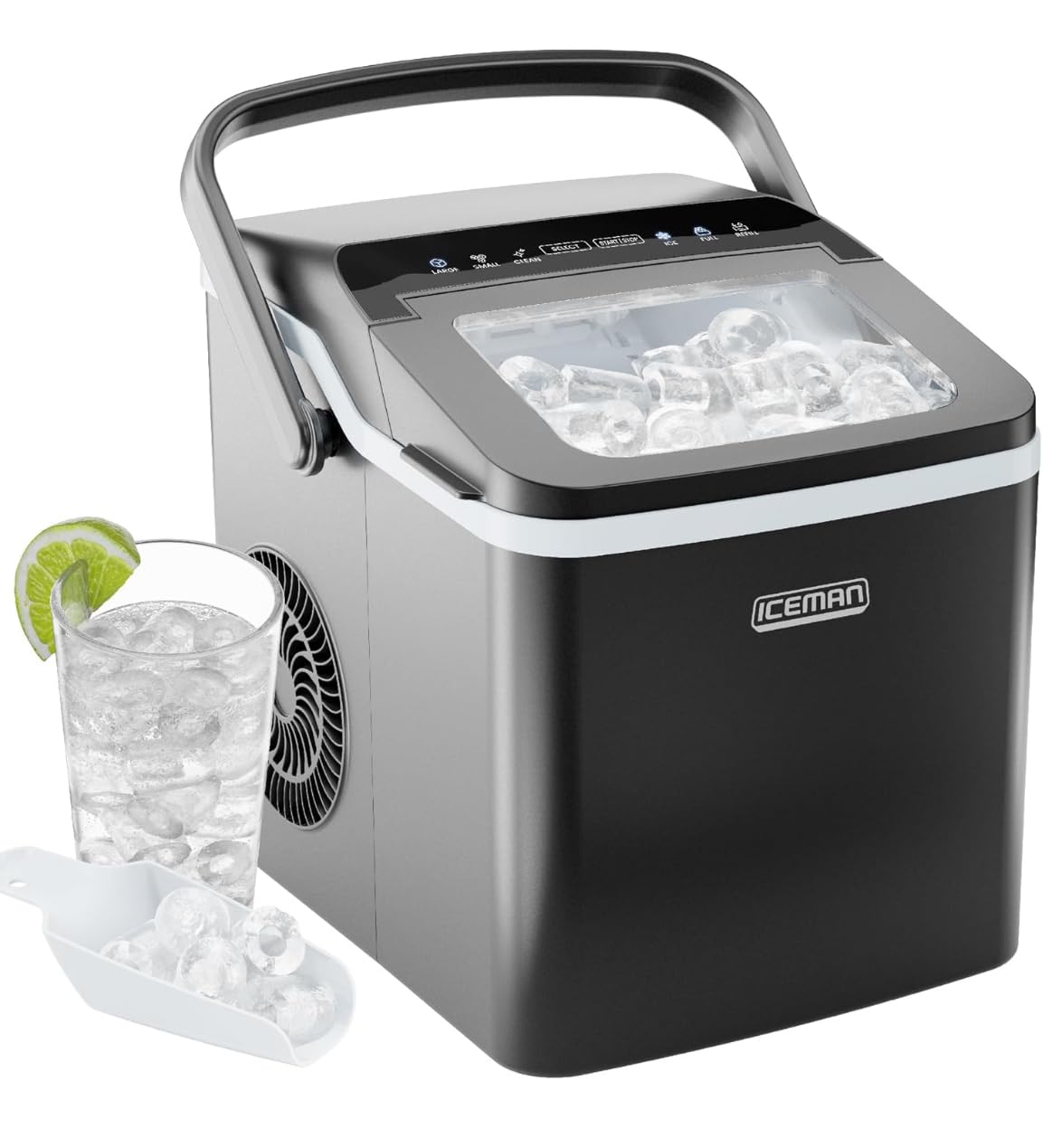 Iceman Dual-Size Countertop Ice Maker, Self-Cleaning, 22 lb/24 hr