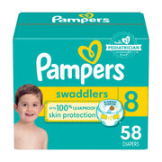 Pampers Swaddlers Baby Diapers, Size S8, 58 Count