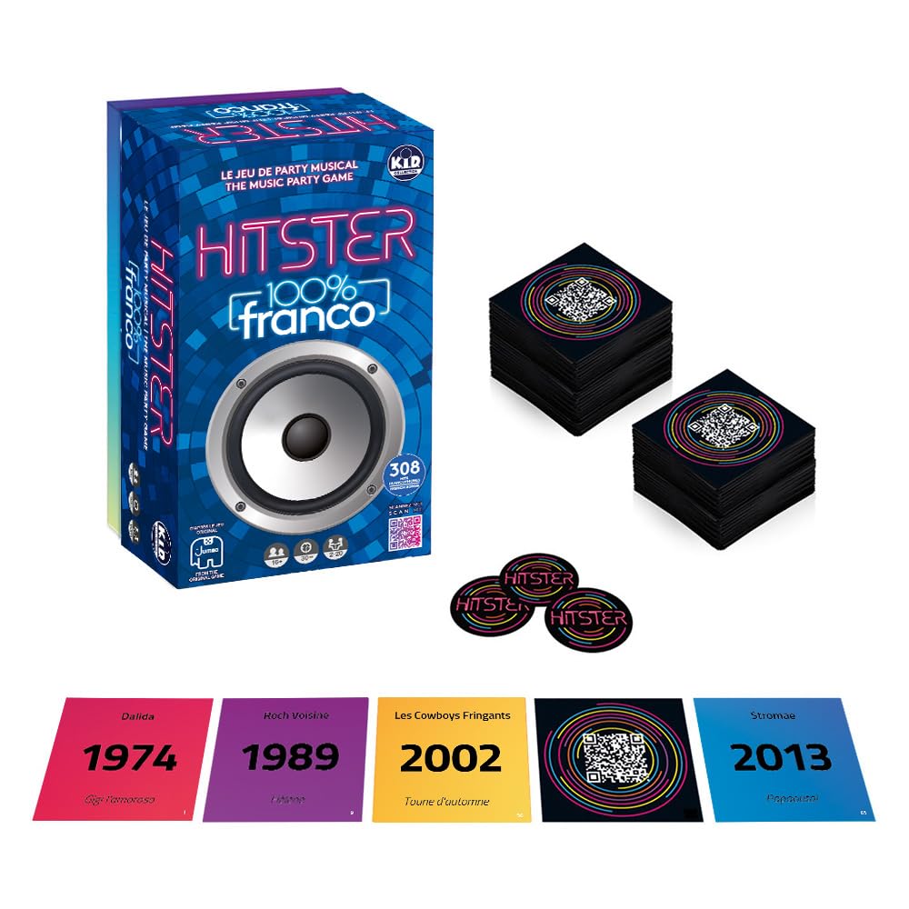 Hitster 100% Franco Musical Party Game, 2-10 Players, Ages 16+