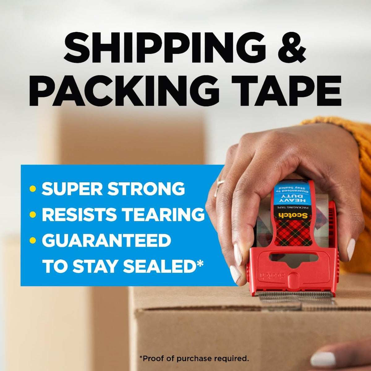 Scotch Heavy Duty Packaging Tape, 1.88 Inches x 800 Inches, 6 Rolls