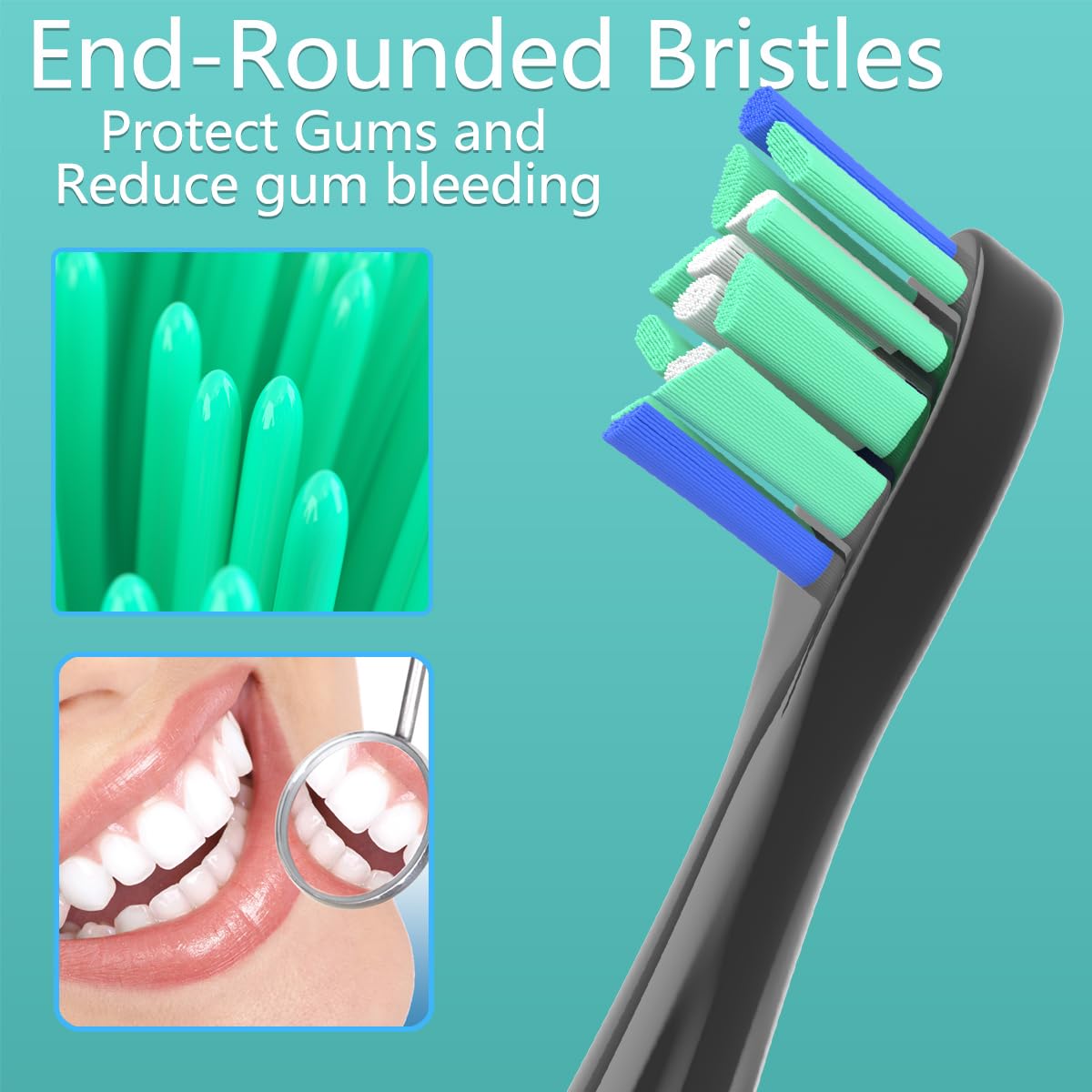 Replacement Brush Heads for Philips Sonicare, 8 White and 8 Black