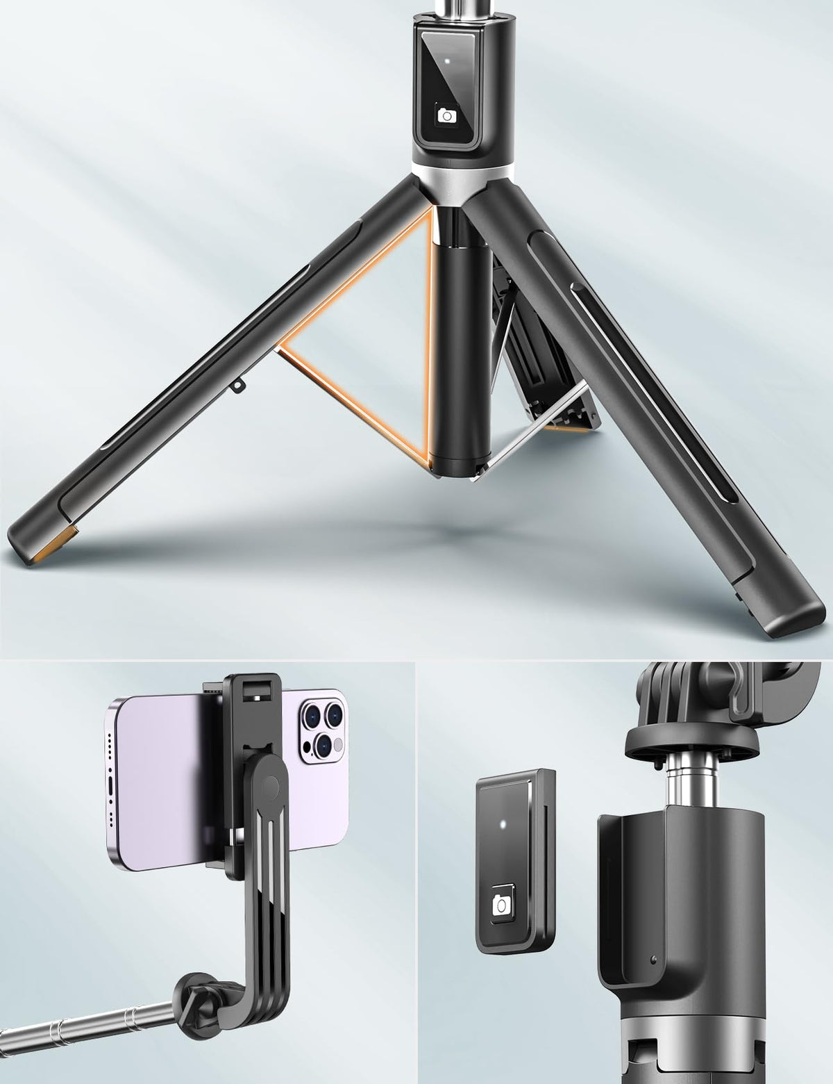 ANXRE Selfie Stick Tripod with Fill Light and Remote, 50 Inch