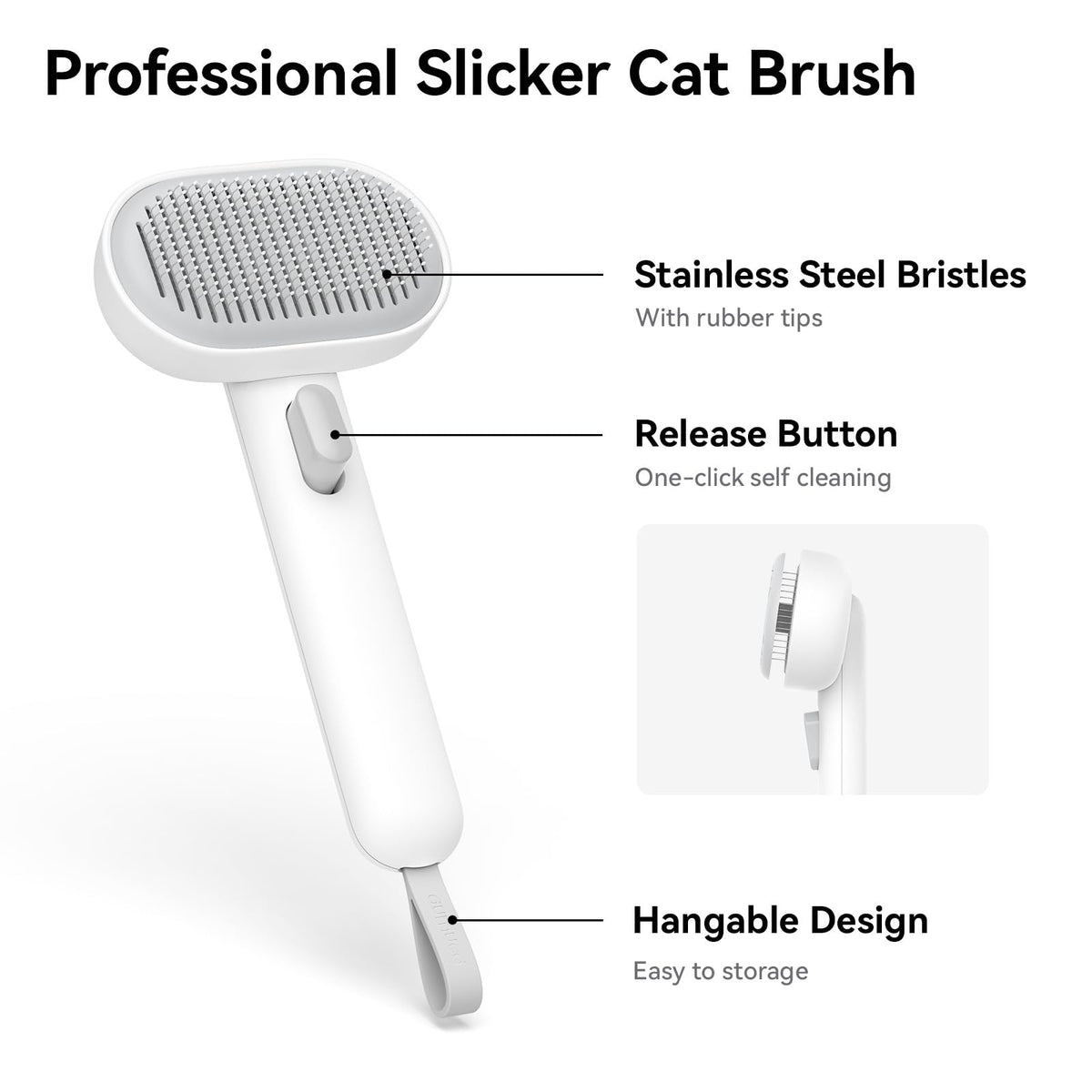 aumuca Cat & Dog Deshedding Brush, White