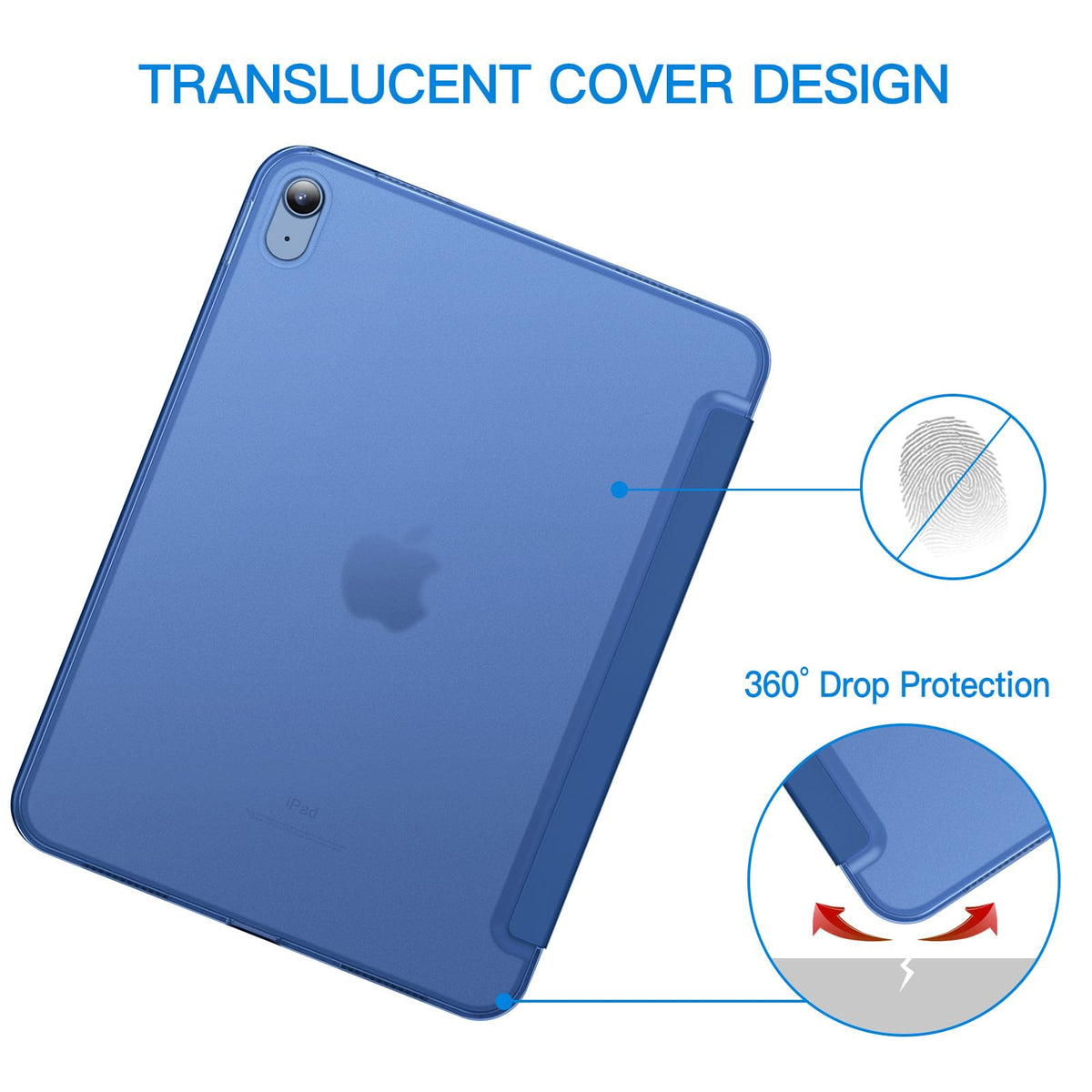 JETech Slim Smart Case for iPad 11 Inch (A16), Navy Blue