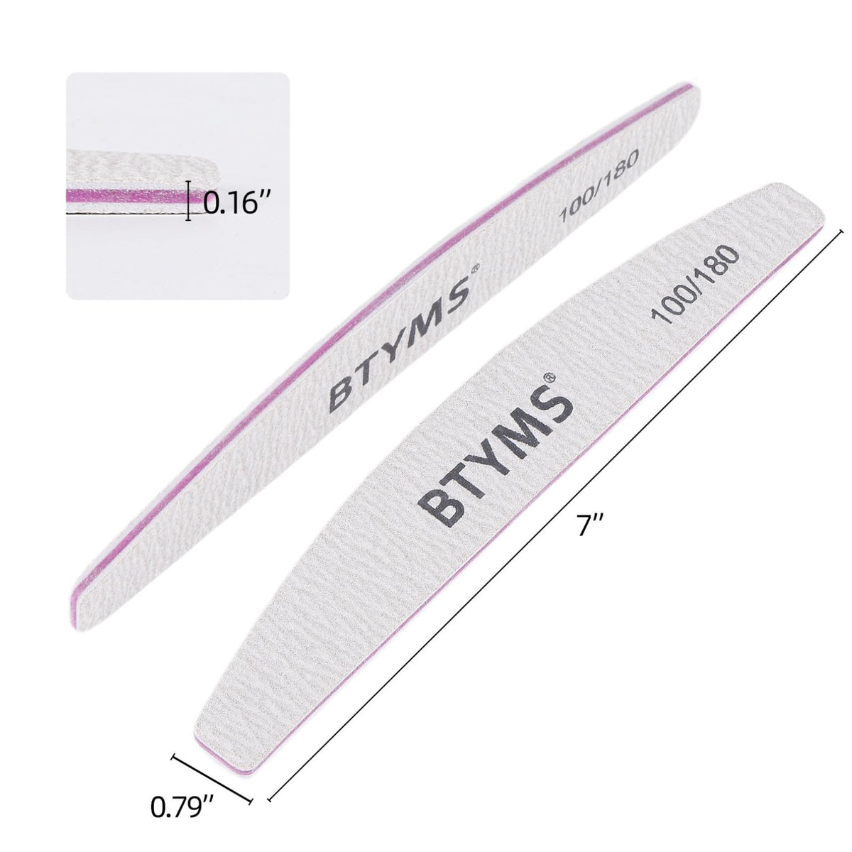 BTYMS Double-Sided Nail Files, 100/180 Grit, 25 Pieces