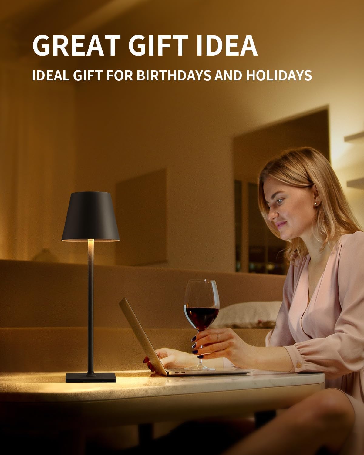 Ophouliy Cordless Rechargeable LED Table Lamps, Black (2 Pack)