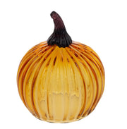 Boston International Hand-Blown Glass Pumpkin, Medium, Amber Orange