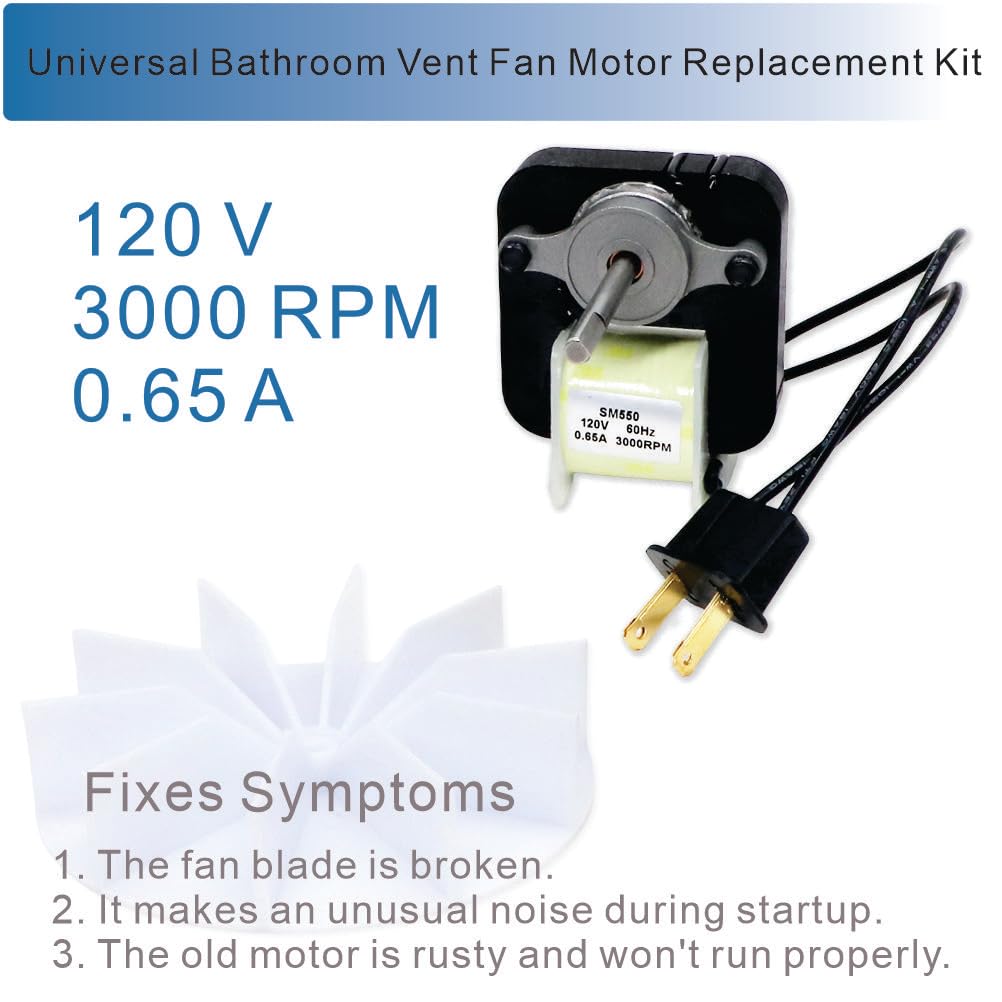 SM550 Universal Bathroom Vent Fan Motor Replacement Kit, 50 CFM