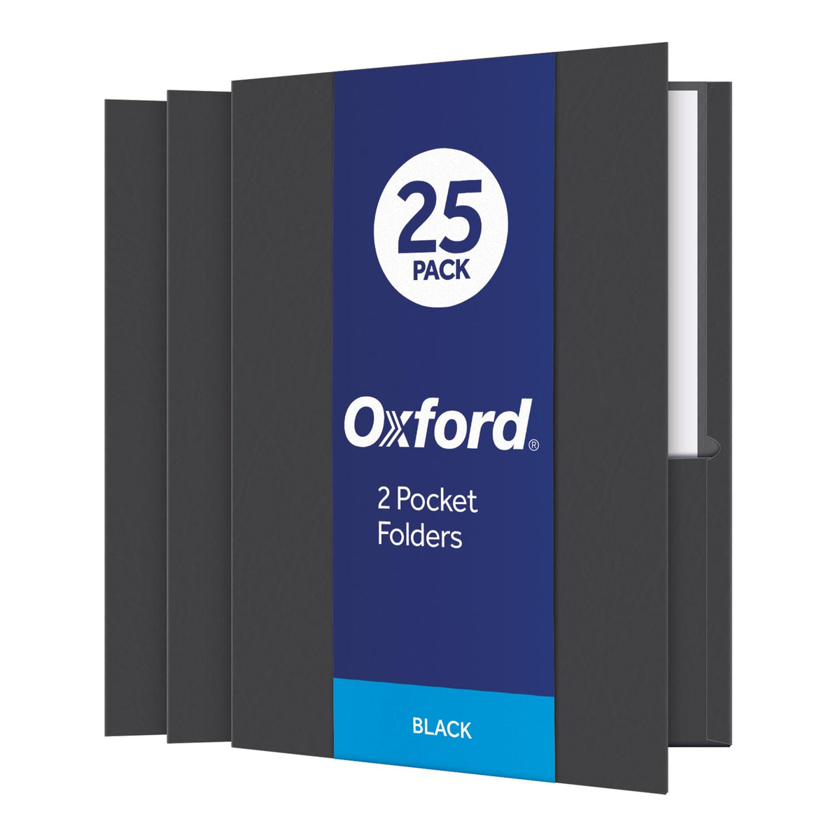 Oxford Twin Pocket Folders, Letter, Black, 25 Box