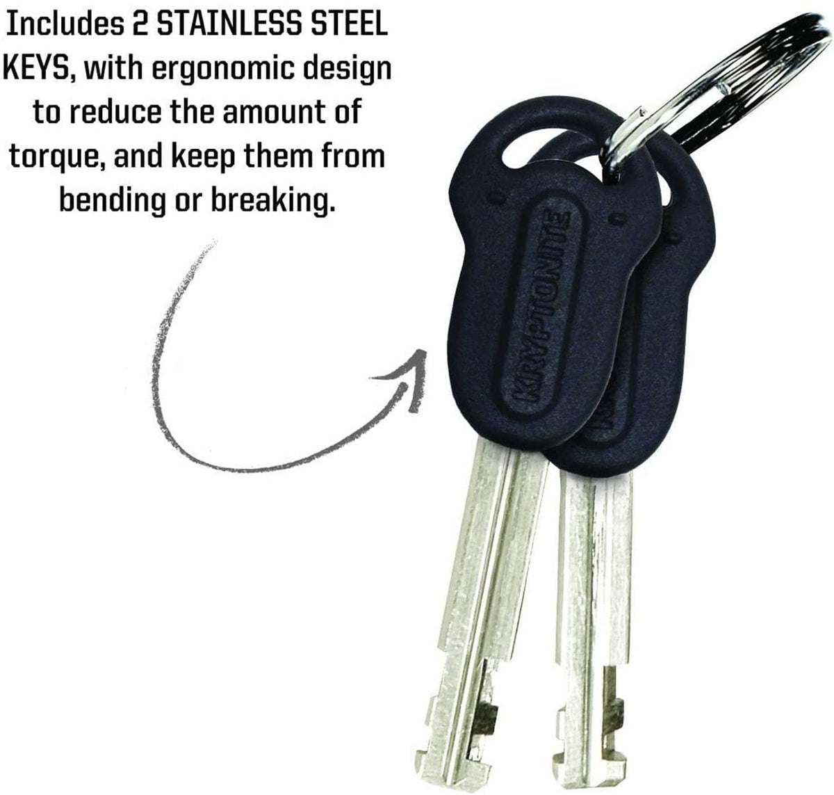 Kryptonite Bike U-Lock with 4 ft Braided Steel Cable, 12 mm, Black