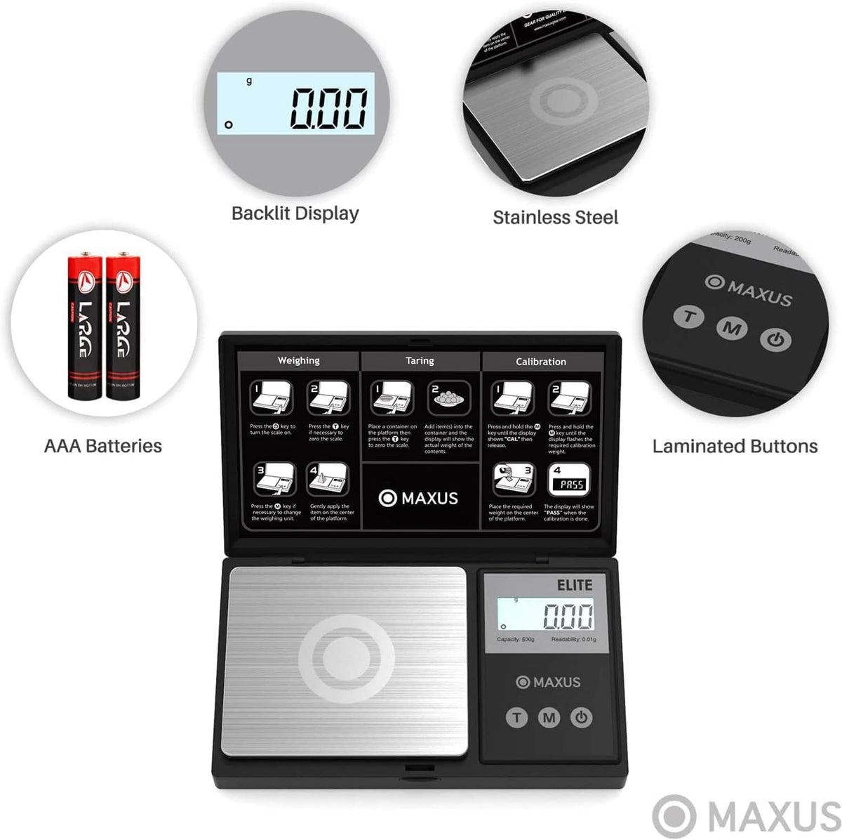 MAXUS Precision Pocket Scale, 500 g x 0.01 g