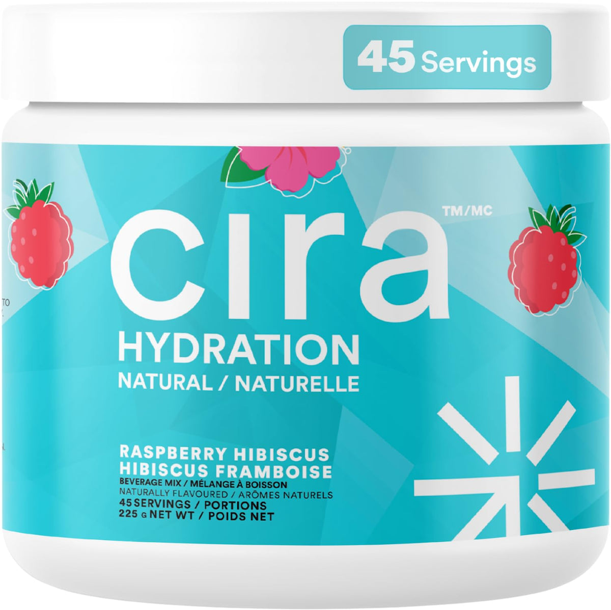 Cira Hydration Electrolyte Powder, Raspberry Hibiscus, 45 Servings