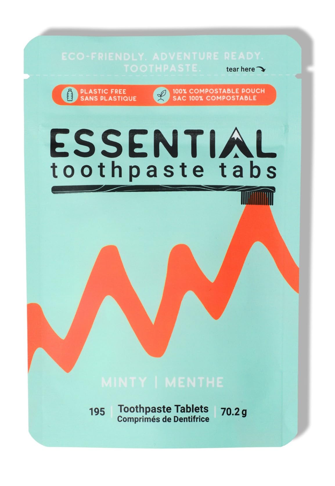Essential Toothpaste Tabs, Fluoride Free, Mint, 195 Tabs, 70.2g