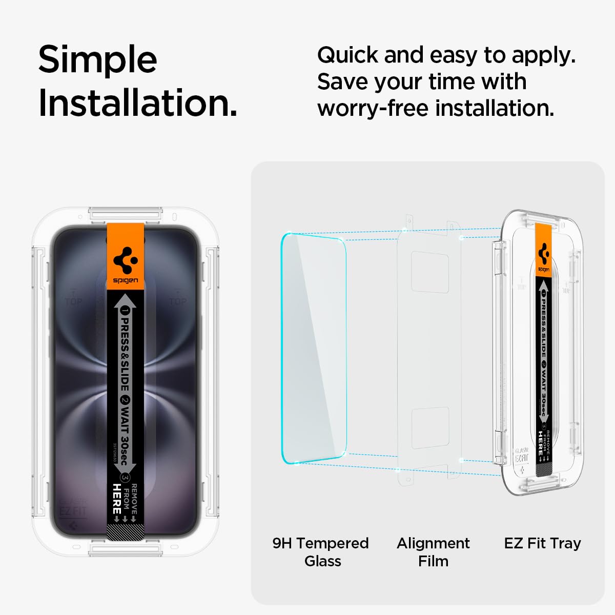 Spigen GlasTR EZ FIT Screen Protector for iPhone 16 / 15, 2 Pack