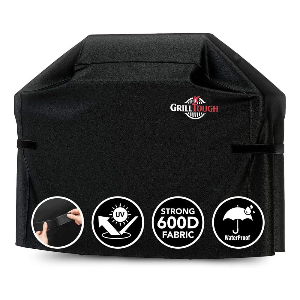 GrillTough Heavy-Duty Waterproof BBQ Grill Cover, 58 Inch, Black