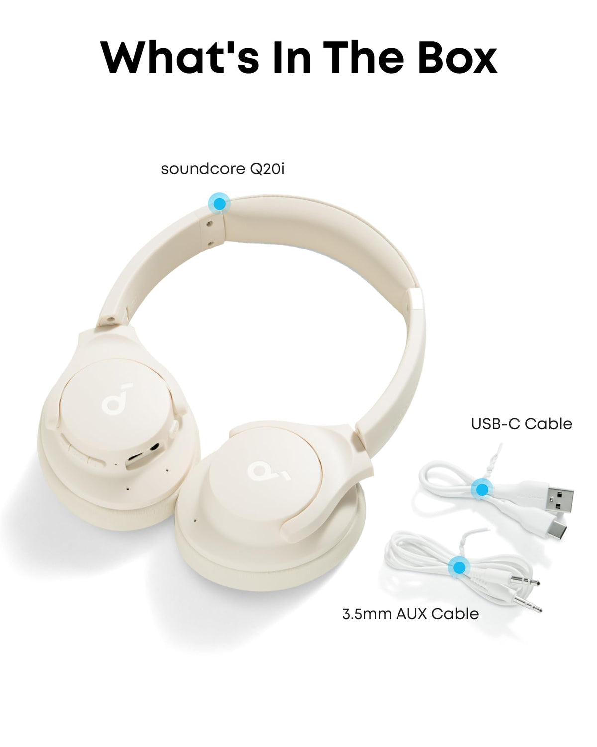 soundcore by Anker Q20i Hybrid ANC Wireless Headphones, White