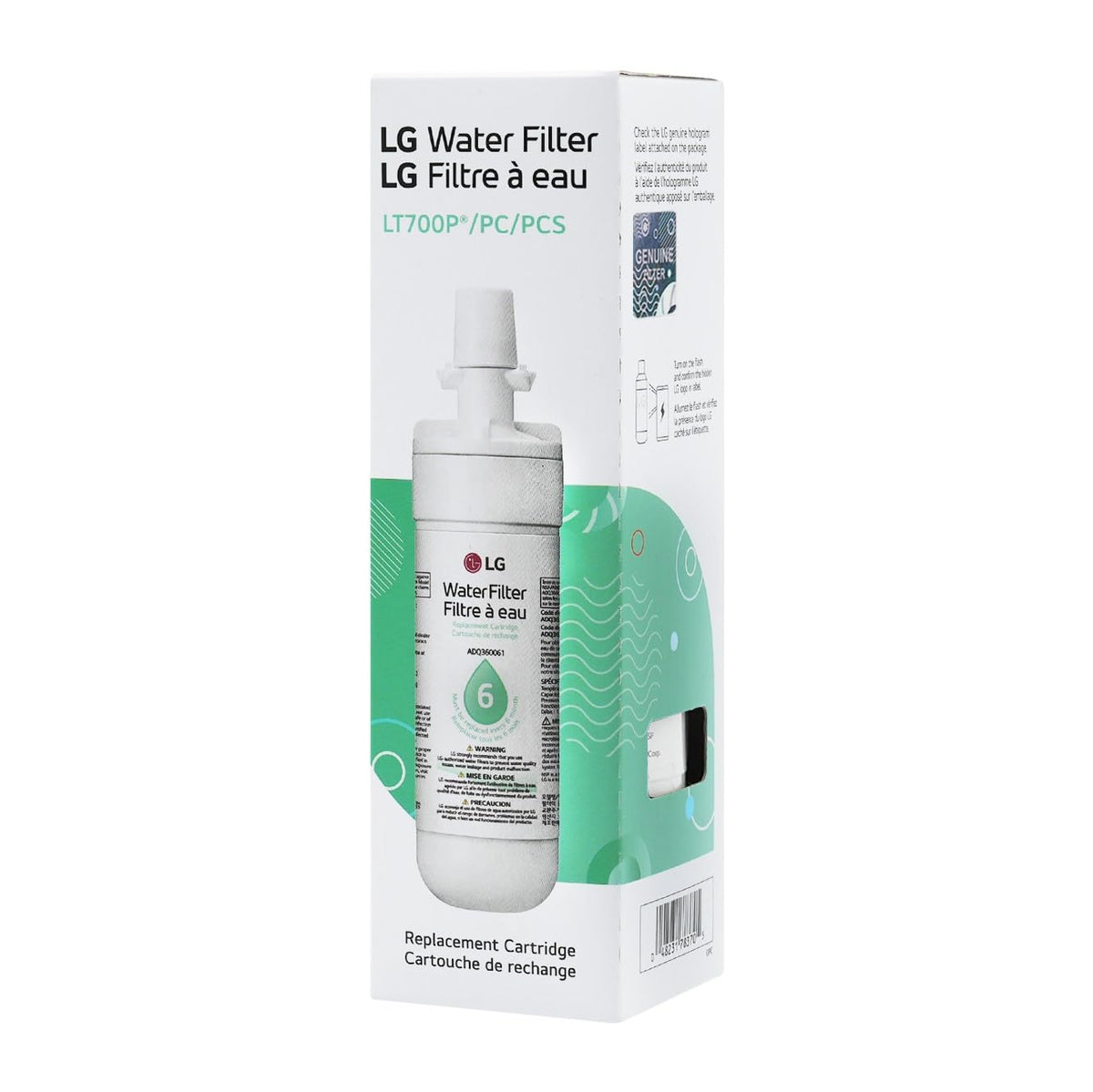 LG LT700P Replacement Refrigerator Water Filter, White, 1 Pack