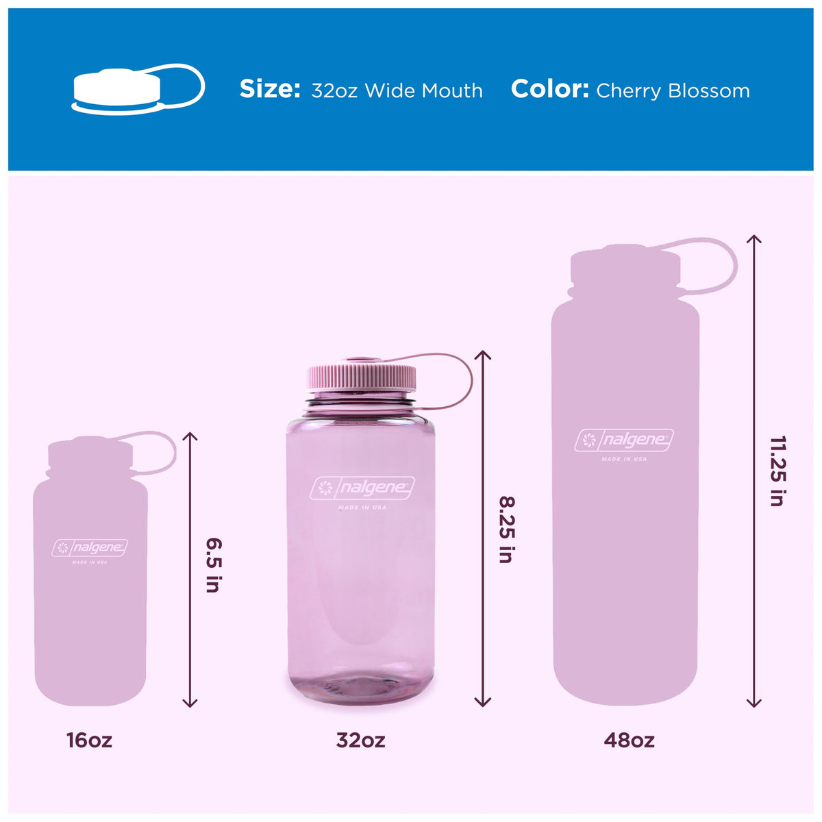 Nalgene Wide Mouth Water Bottle, 32 oz, Cherry Blossom