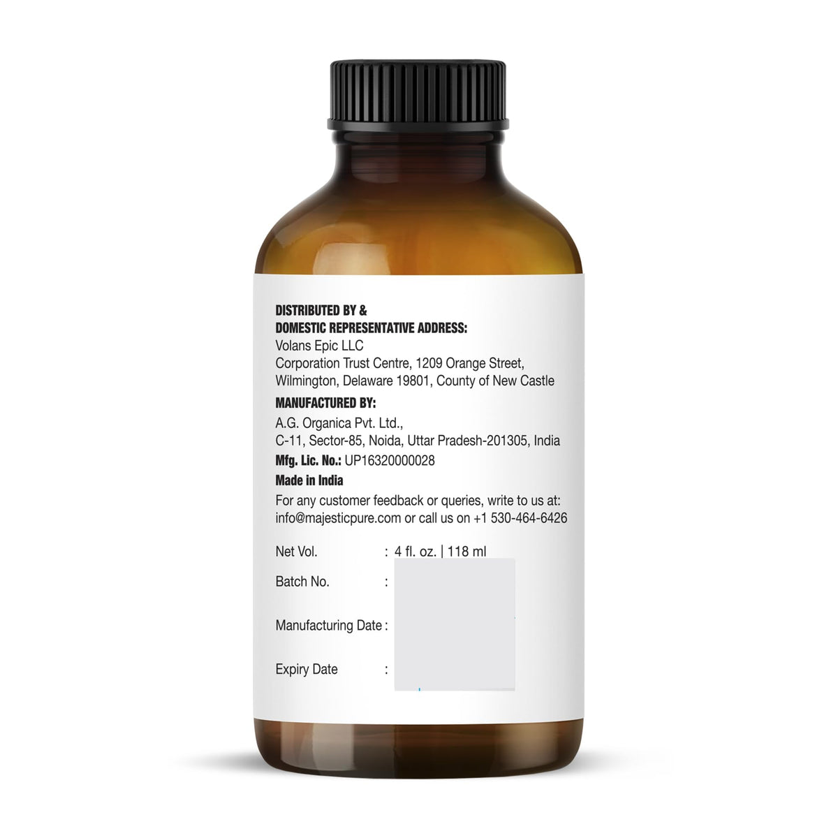 Majestic Pure Lemongrass Essential Oil, 118 ml