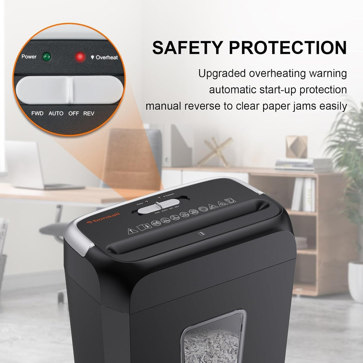 Bonsaii C237-B 6-Sheet Crosscut Paper Shredder, 3.4 Gal