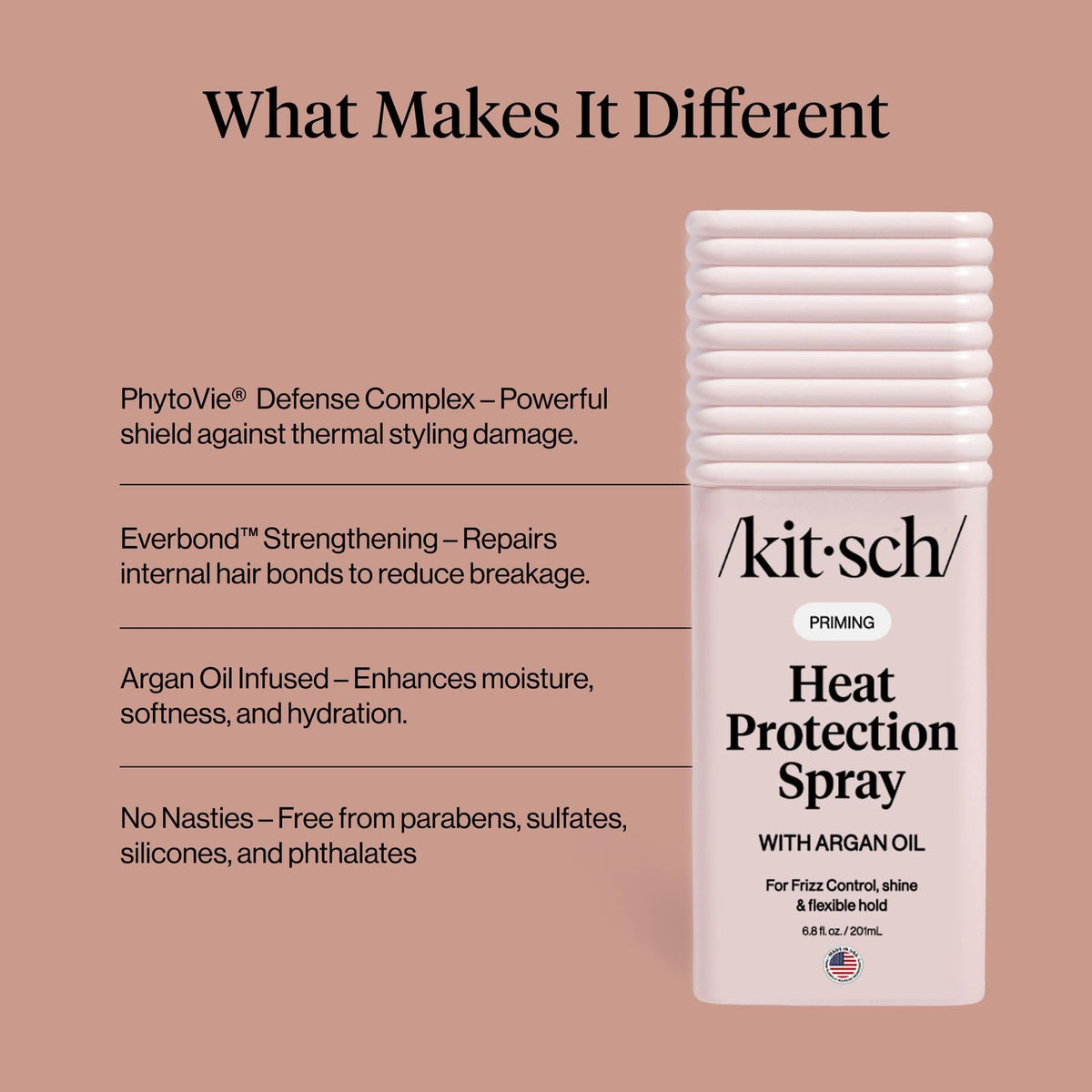 Kitsch Heat Protection Spray for Hair with Argan Oil, 201 mL