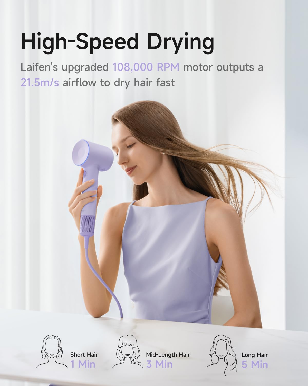 Laifen Hair Dryer SE 2 with Child Mode and Magnetic Attachments, HD130