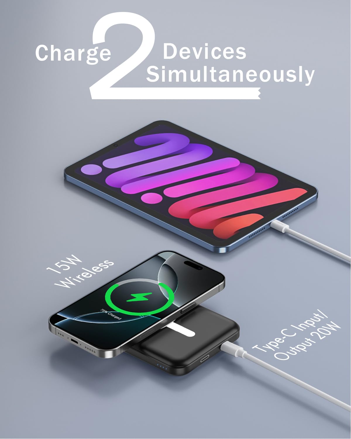 Podoru Magnetic Power Bank, 5000mAh 20W, Black