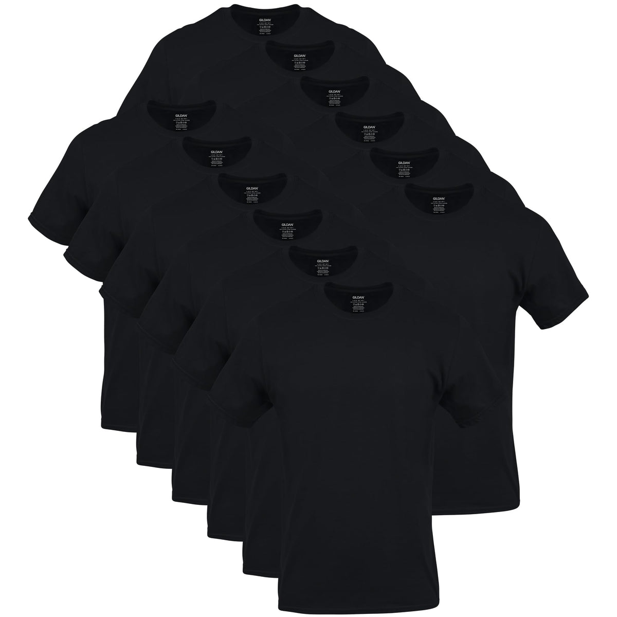 Gildan Men's Cotton Crew T-Shirts G1100, Black, Large, 6-Pack