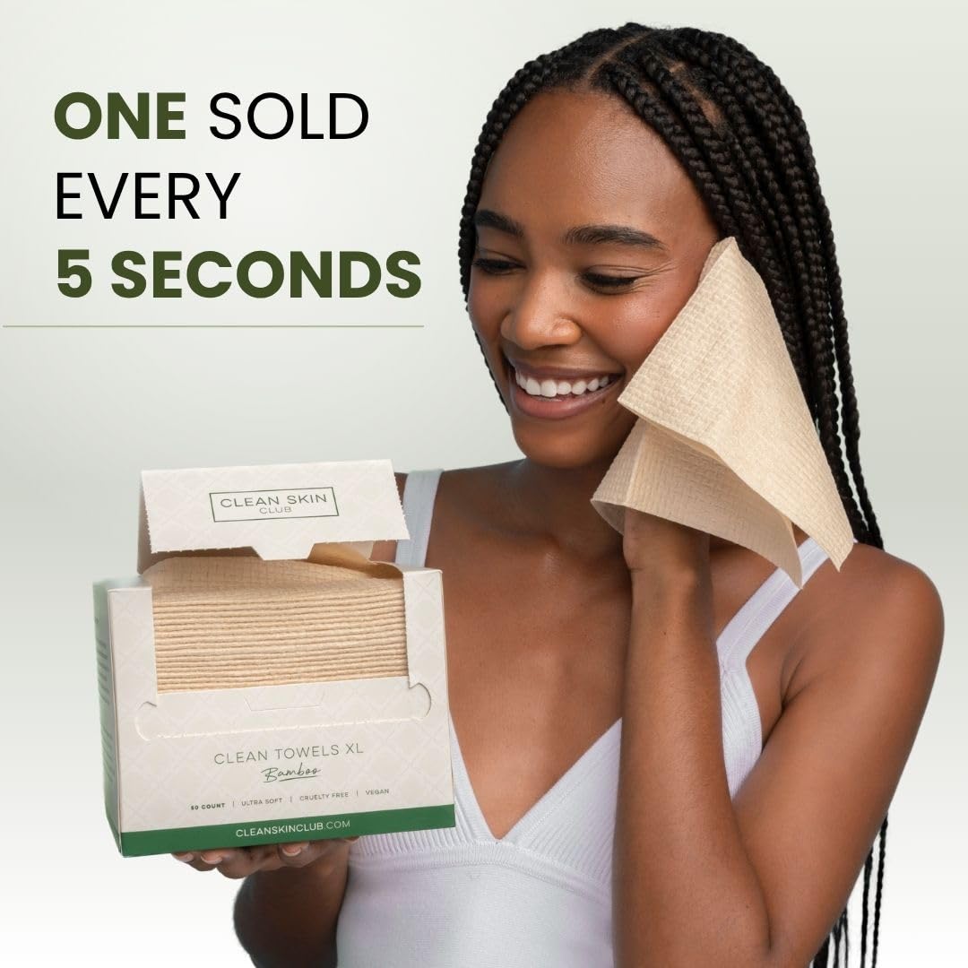 Clean Skin Club Clean Towels XL Disposable Face Towel, 50 Count