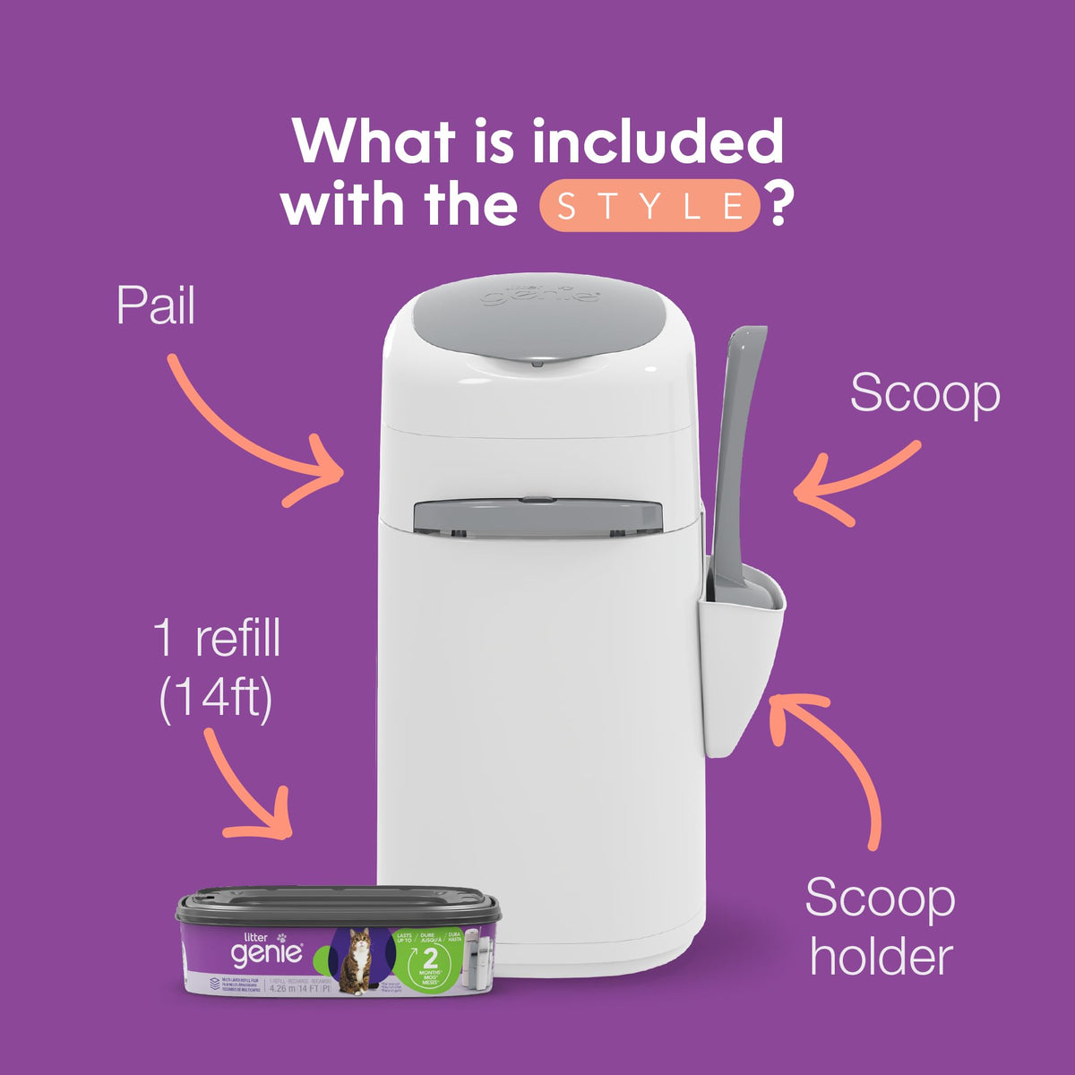 Litter Genie Style Pail with Square Pail Refill Bag