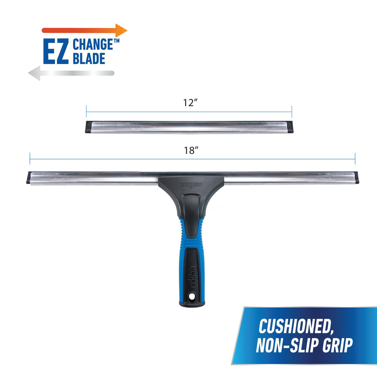 Unger Professional EZ Change Window Squeegee, 18" with 12" Channel