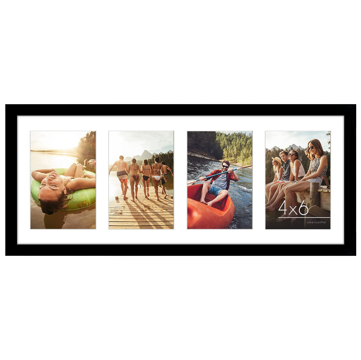 Americanflat 4x6 Collage Picture Frame, Four Photos, Black