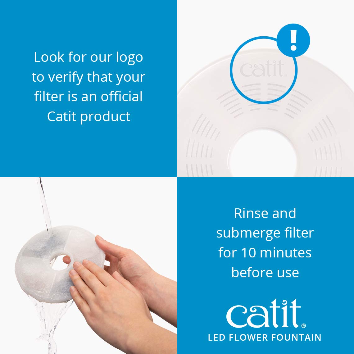 Catit LED Flower Cat Water Fountain, Blue, 3L