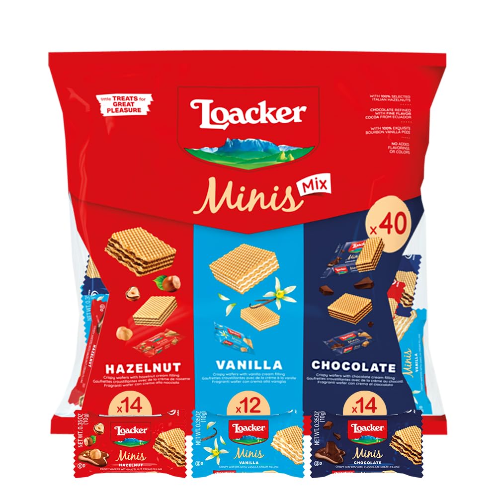 Loacker Minis Assorted Wafer Cookies, 40 x 10 g