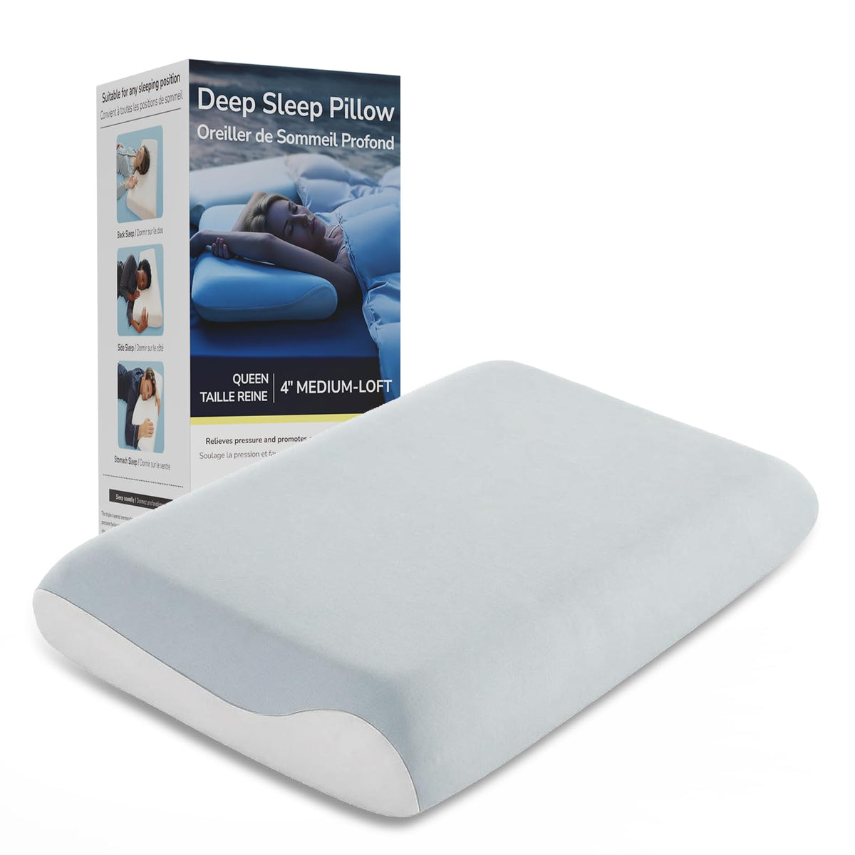 Hotel Collection Cooling Memory Foam Pillow, Queen, Blue Grey