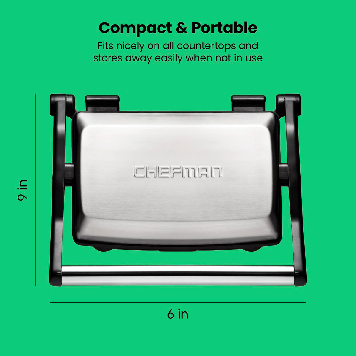 Chefman Panini Press Grill and Sandwich Maker, Stainless Steel