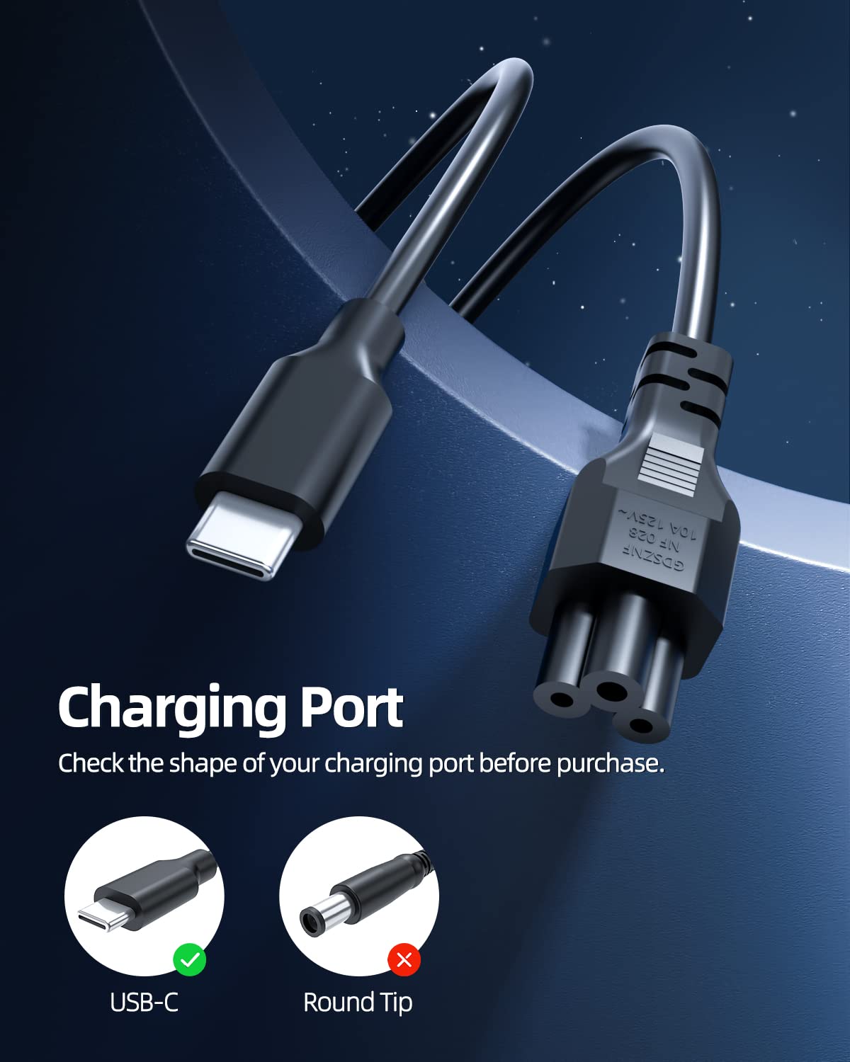 65W USB C Laptop Charger for Lenovo ThinkPad, Chromebook, IdeaPad