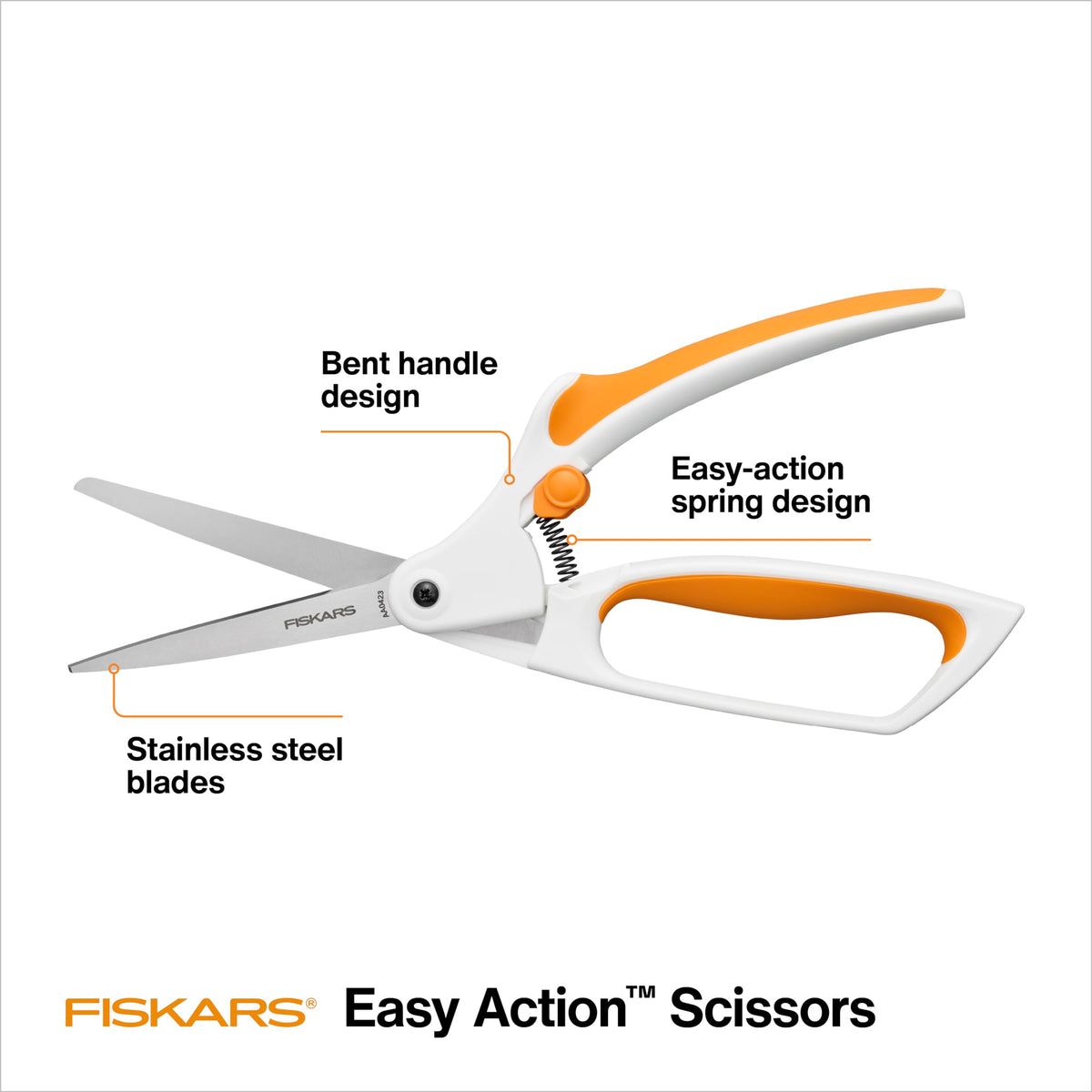 Fiskars Easy Action Fabric Scissors, Spring-Assisted Bent Handle