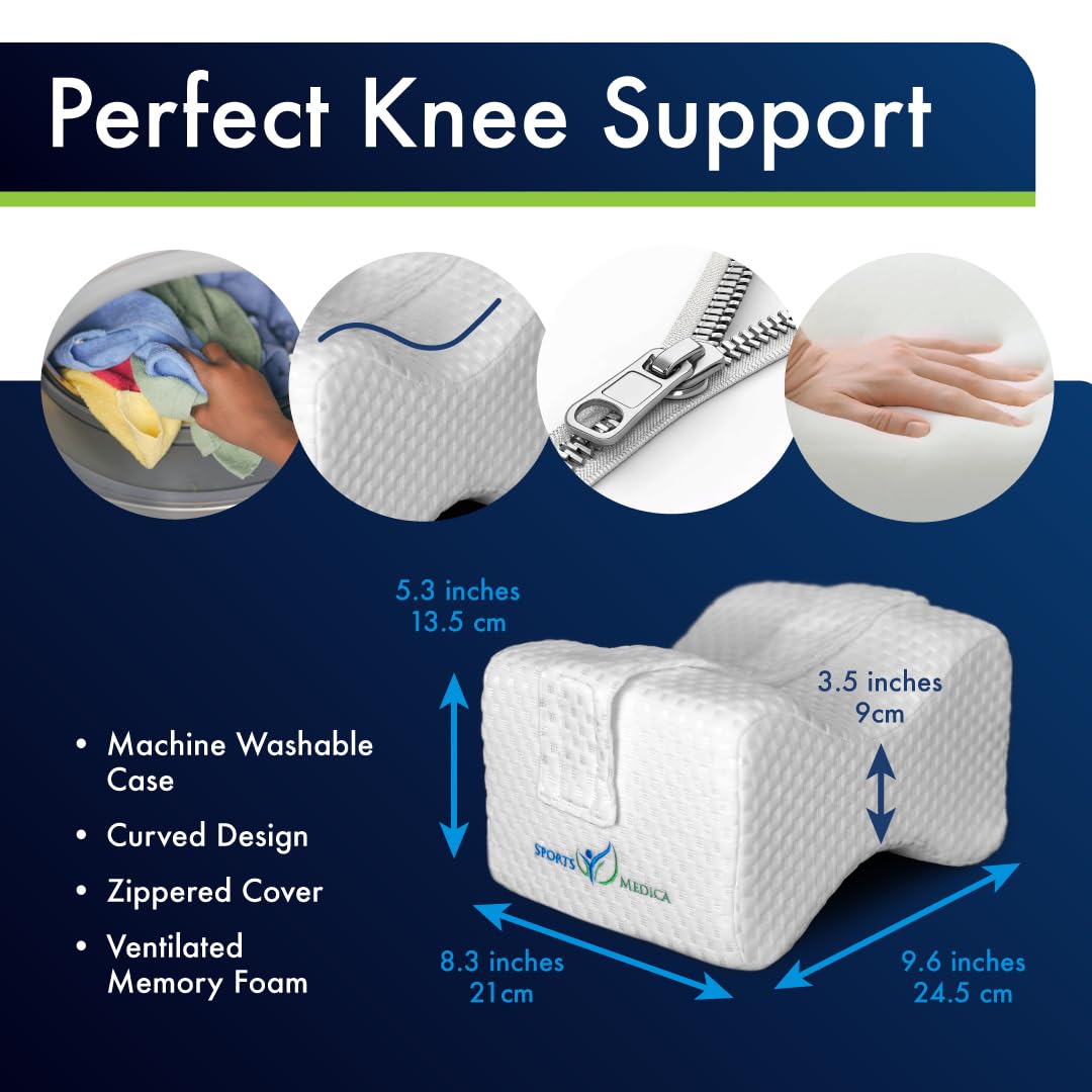Sports Medica Memory Foam Knee Pillow for Side Sleepers