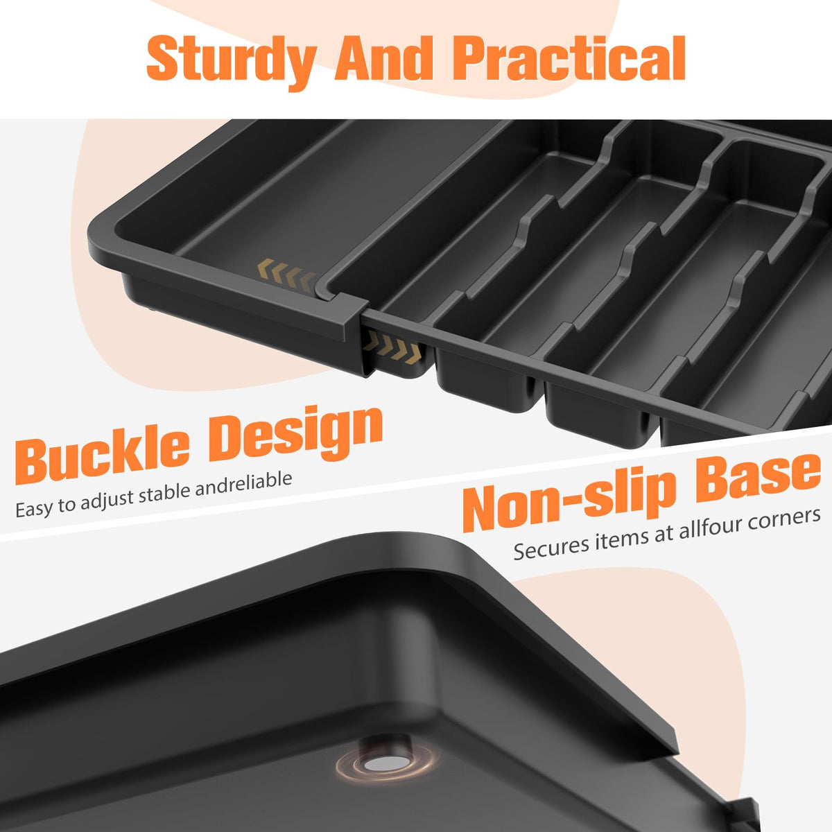 Ceecysaa Cutlery Organizer with 2 Removable Knife Blocks, Black