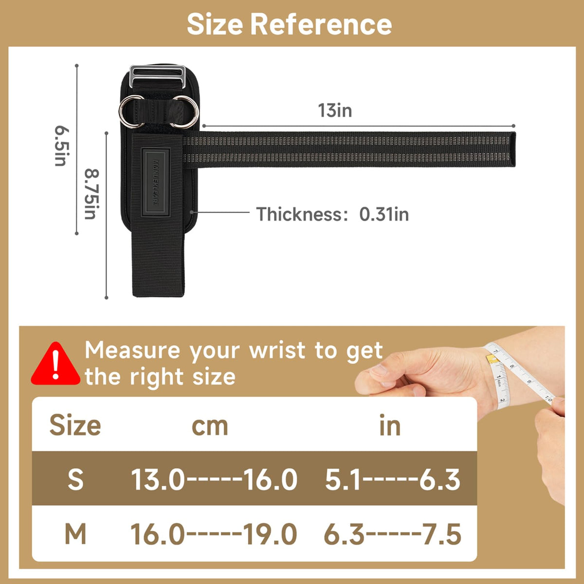 MANUEKLEAR Non-Slip Wrist Straps for Weightlifting, Black, M