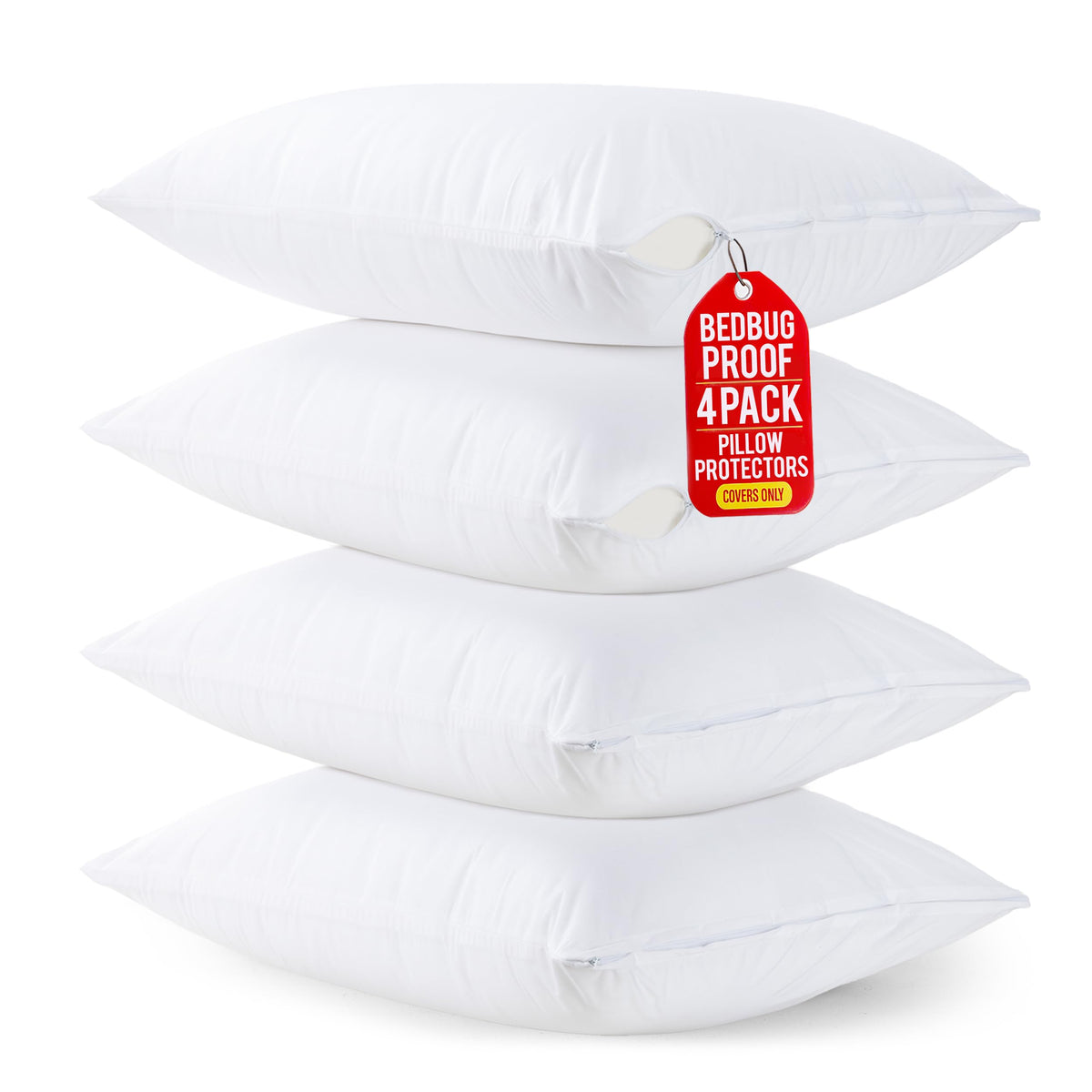 Utopia Bedding Zippered Pillow Protectors, Standard (4 Pack)