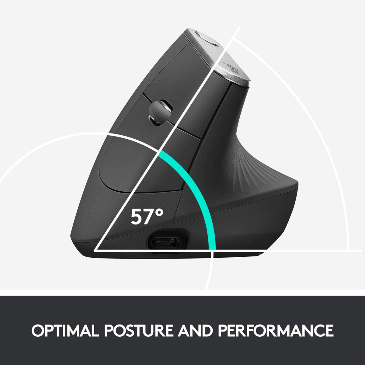 Logitech MX Vertical Wireless Ergonomic Mouse, Graphite