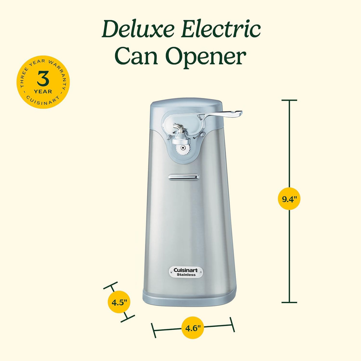 Cuisinart Deluxe Electric Can Opener, Stainless Steel, SCO-60C