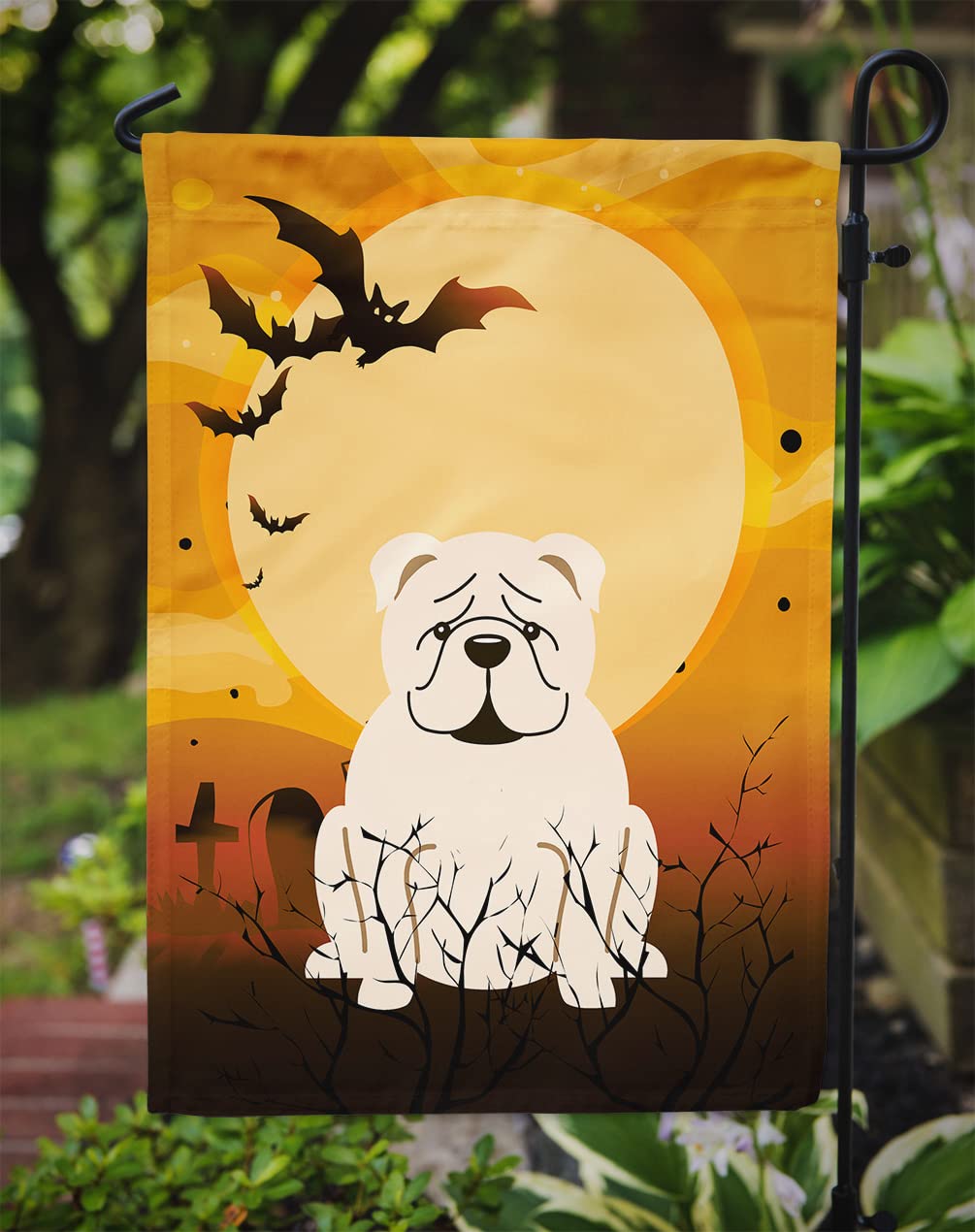 Caroline's Treasures BB4389GF Halloween English Bulldog White Flag Garden Size