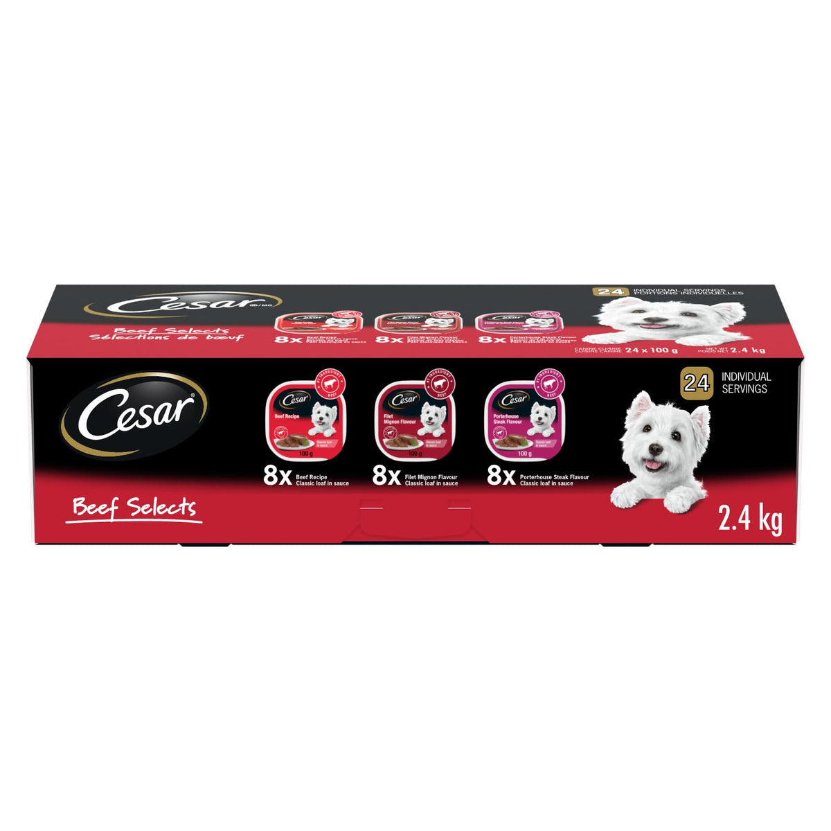CESAR Classic Loaf in Sauce Dog Food, Beef Selects Variety, 24 x 100 g