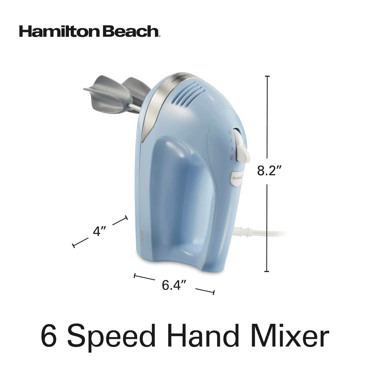 Hamilton Beach 6-Speed Electric Hand Mixer, 275W, Blue (62677J)
